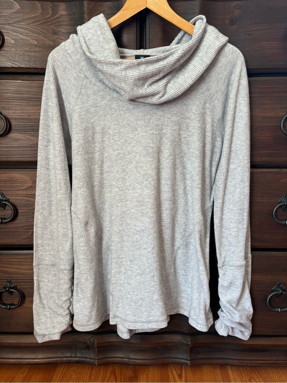 KÜHL Kamryn Ruched Cowl Neck Pullover Hoodie, Light Gray, Size XL